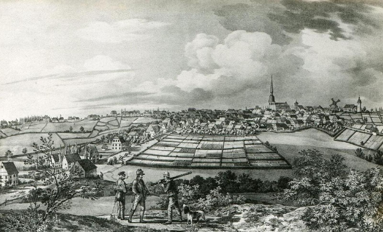 An 1829 lithograph of Solingen, Germany, the birthplace of Albert Bierstadt.