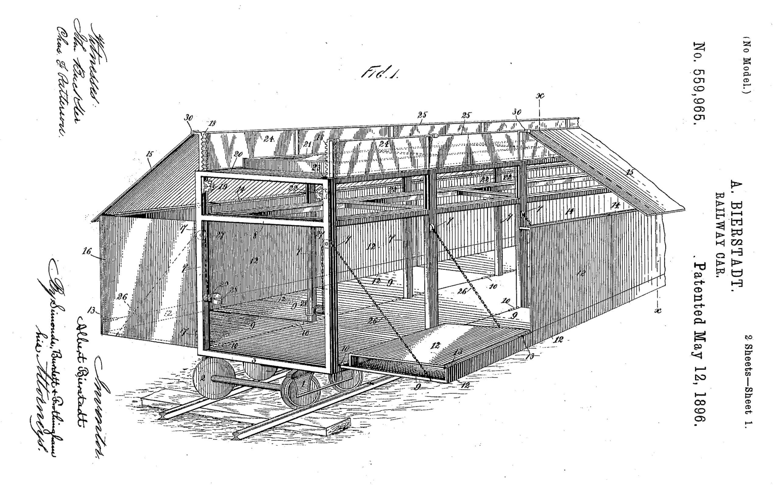 Albert Bierstadt Railcar Patent #US559965