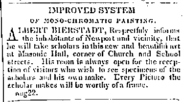 Improved System of Mono-Chromatic Painting Advertisement, Newport Daily News, August 27, 1850