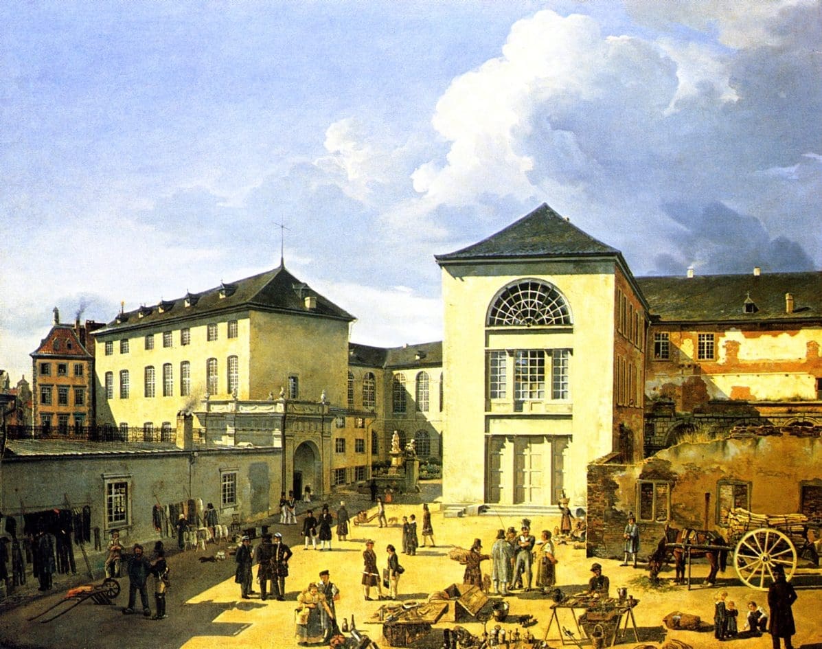 The Old Academy in Düsseldorf, oil on canvas painting by Andreas Achenbach, 1831